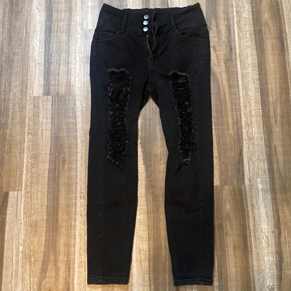 Shein Distressed High Rise Skinny Jeans